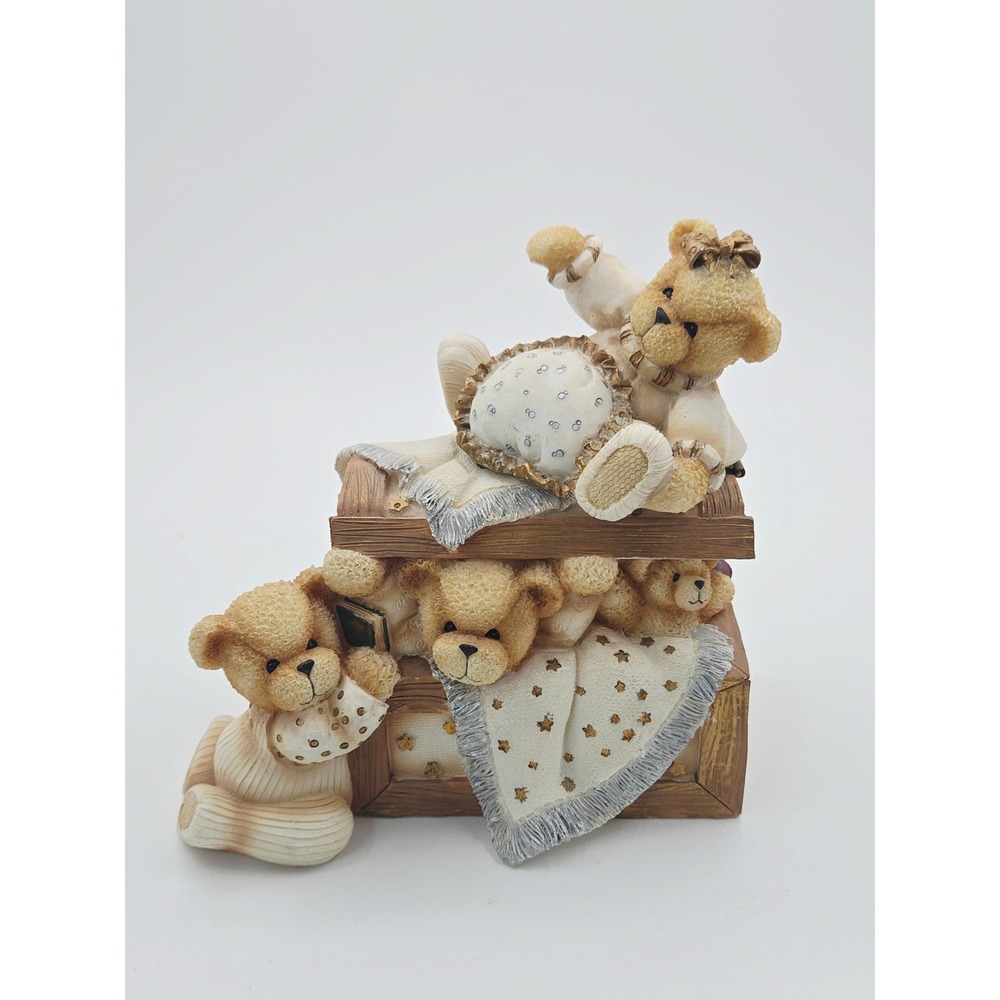 Artisan Flair Teddy Bear Toy Chest Resin Hidden Coin Bank Figurine Nursery Decor